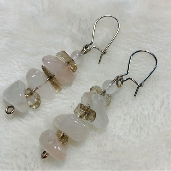 Handmade rose quartz earrings - Picture 4 of 7